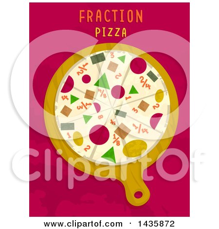Clipart of a Fraction Pizza Math Design - Royalty Free Vector Illustration by BNP Design Studio