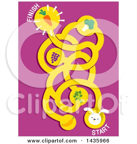 Clipart of a Rabbit and Food Maze - Royalty Free Vector Illustration by BNP Design Studio