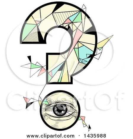 Clipart of a Question Mark Made of an Eye and Geometric Shapes - Royalty Free Vector Illustration by BNP Design Studio