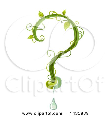 Clipart of a Question Mark Made of a Seedling Vine and Water Drop - Royalty Free Vector Illustration by BNP Design Studio