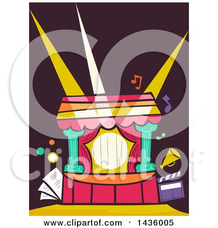 Clipart of a Theater Stage with Lights - Royalty Free Vector Illustration by BNP Design Studio