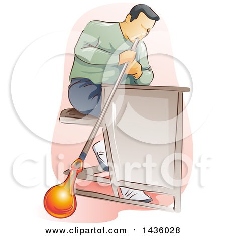 Clipart of a Male Glass Blower Worker - Royalty Free Vector Illustration by BNP Design Studio