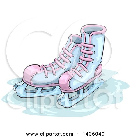 Clipart of a Sketched Pair of Ice Skates - Royalty Free Vector Illustration by BNP Design Studio