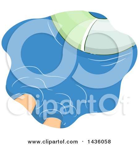 Clipart of a Man's Feet in Water near an Inner Tube - Royalty Free Vector Illustration by BNP Design Studio