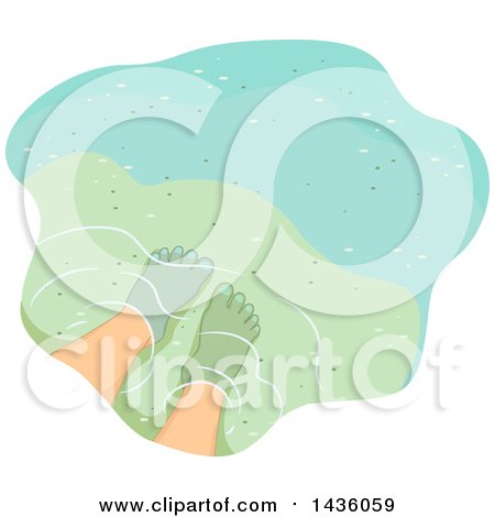 Clipart of a Pair of Feet in Shallow Water - Royalty Free Vector Illustration by BNP Design Studio