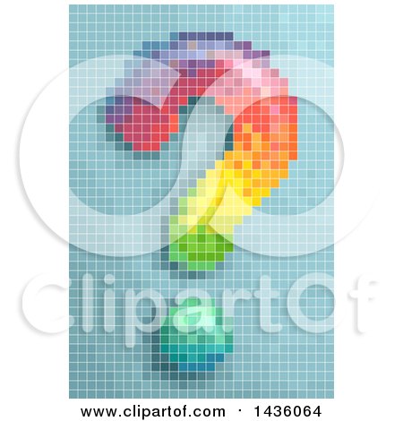 Clipart of a Pixel Mosaic of a Colorful Question Mark - Royalty Free Vector Illustration by BNP Design Studio