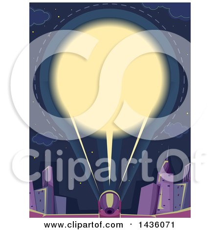 Clipart of a Strobe Lite Atop a City Building - Royalty Free Vector Illustration by BNP Design Studio
