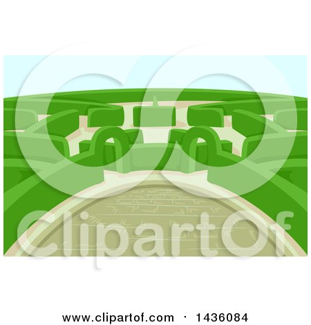 Clipart of a Maze in a Hedge Garden - Royalty Free Vector Illustration by BNP Design Studio