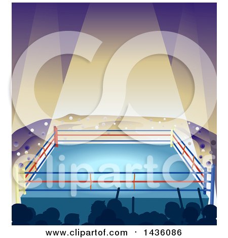 Clipart of a Light Shining down on an Empty Boxing Ring - Royalty Free Vector Illustration by BNP Design Studio