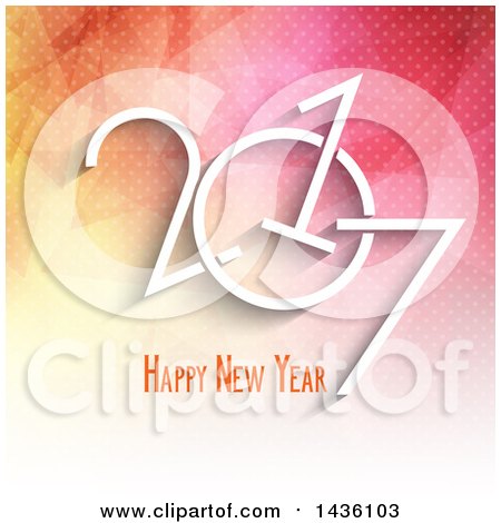 Clipart of a Happy New Year 2017 Greeting over a Low Poly Geometric Background - Royalty Free Vector Illustration by KJ Pargeter