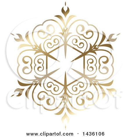 Clipart of a Beautiful Gradient Golden Snowflake - Royalty Free Vector Illustration by KJ Pargeter