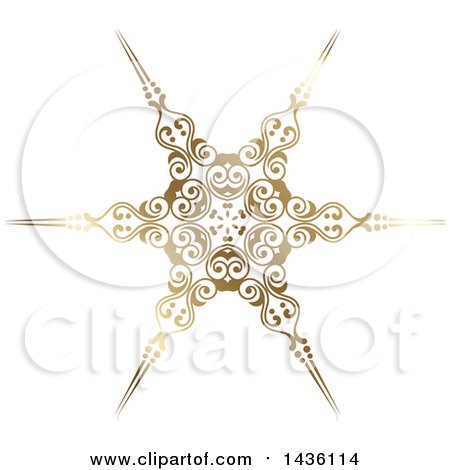 Clipart of a Beautiful Gradient Golden Snowflake - Royalty Free Vector Illustration by KJ Pargeter