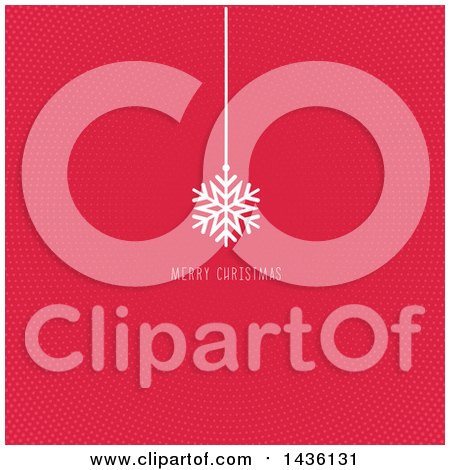 Clipart of a Merry Christmas Greeting with a Suspended Snowflake over Red Dots - Royalty Free Vector Illustration by KJ Pargeter