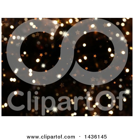 Clipart of a Christmas Background of Stars and Sparkly Bokeh Flares - Royalty Free Illustration by KJ Pargeter