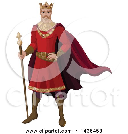 Clipart of a Caucasian Male King in a Red Robe - Royalty Free Vector Illustration by Pushkin