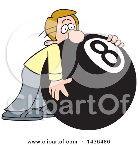 Clipart of a Cartoon Caucasian Man Behind the Eight Ball - Royalty Free Vector Illustration by Johnny Sajem