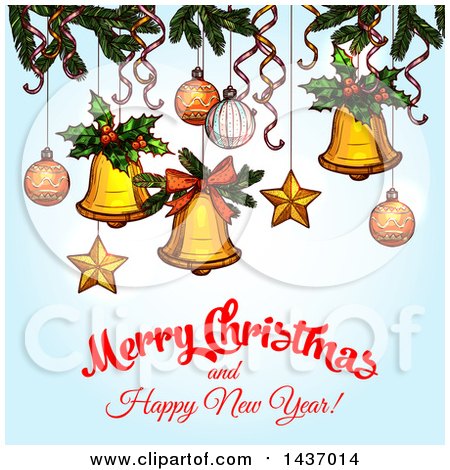 Clipart of a Merry Christmas and Happy New Year Greeting Design - Royalty Free Vector Illustration by Vector Tradition SM