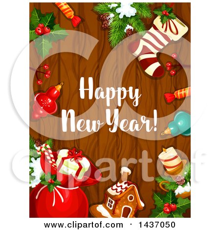 Clipart of a Happy New Year Greeting Design - Royalty Free Vector Illustration by Vector Tradition SM