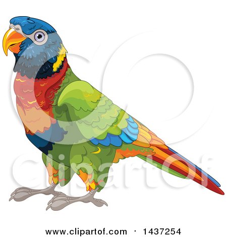 Clipart of a Cute Rainbow Lorikeet Bird - Royalty Free Vector Illustration by Pushkin