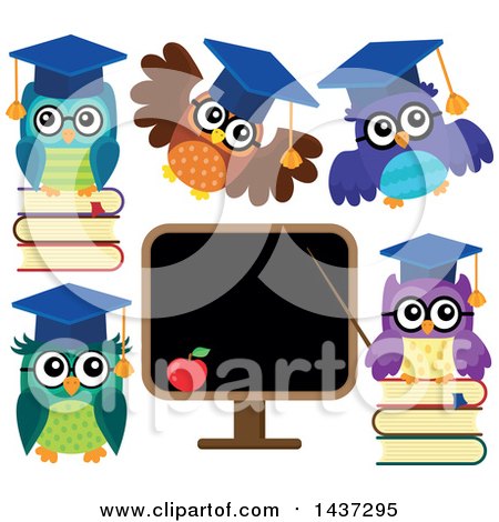 Clipart of Professor Owls - Royalty Free Vector Illustration by visekart