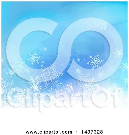 Clipart of a Watercolor Christmas Background with Winter Snowflakes - Royalty Free Vector Illustration by KJ Pargeter