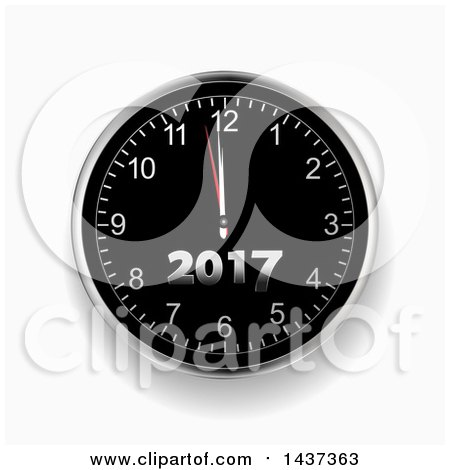 Clipart of a 3d New Year 2017 Count down Wall Clock on a Shaded Background - Royalty Free Vector Illustration by elaineitalia