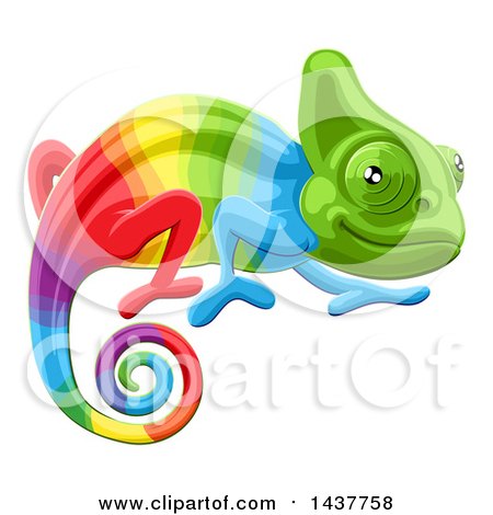 Clipart of a Cartoon Rainbow Chameleon Lizard - Royalty Free Vector Illustration by AtStockIllustration