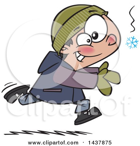 Clipart of a Cartoon White Boy Catching a Snowflake - Royalty Free Vector Illustration by toonaday