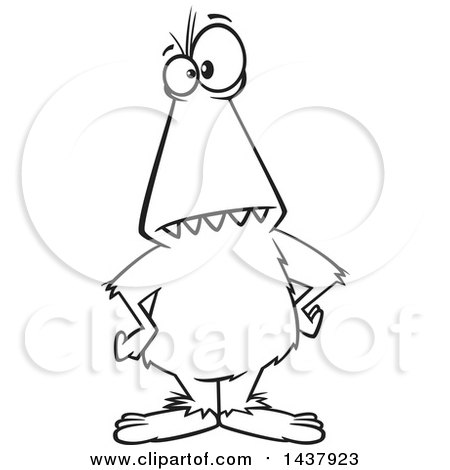 Clipart of a Cartoon Black and White Lineart Yeti - Royalty Free Vector Illustration by toonaday