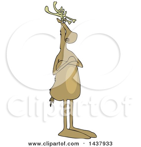 Clipart of a Cartoon Christmas Reindeer Standing Upright with Folded Arms - Royalty Free Vector Illustration by djart
