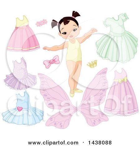 Clipart of a Cute Asian Girl with Dress up Clothes and Accessories - Royalty Free Vector Illustration by Pushkin