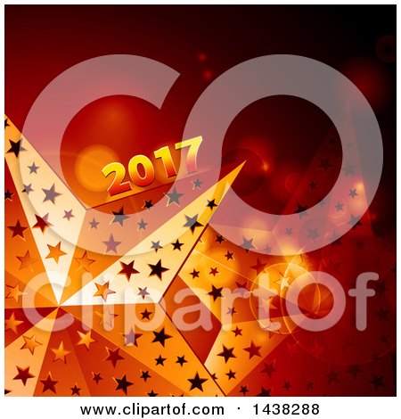 Clipart of a New Year 2017 Design with 3d Stars and Flares - Royalty Free Vector Illustration by elaineitalia
