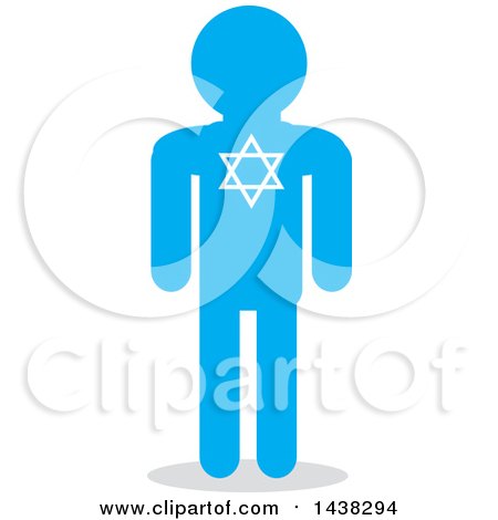 Clipart of a Silhouette of a Blue Jewish Israeli Man - Royalty Free Vector Illustration by David Rey