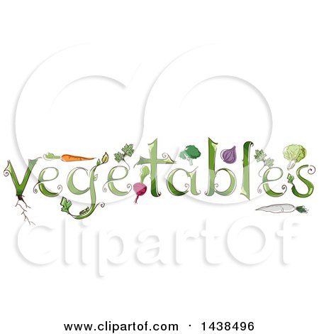 Clipart of a Sketched Word VEGETABLES with Produce - Royalty Free Vector Illustration by BNP Design Studio