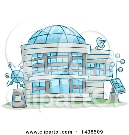 Clipart of a Sketched Science Research Center Building - Royalty Free Vector Illustration by BNP Design Studio