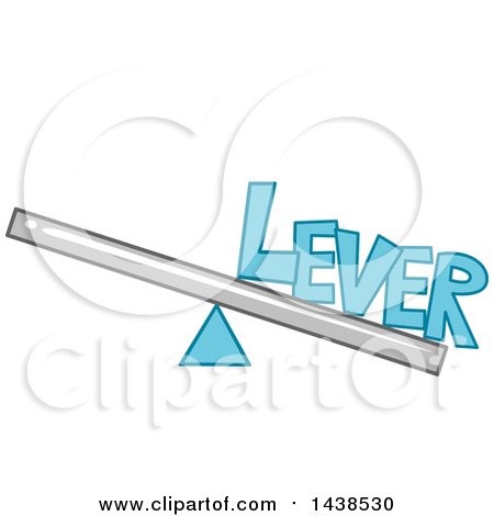 Clipart of the Word Lever Sitting on a Plank Balanced by a Fulcrum - Royalty Free Vector Illustration by BNP Design Studio