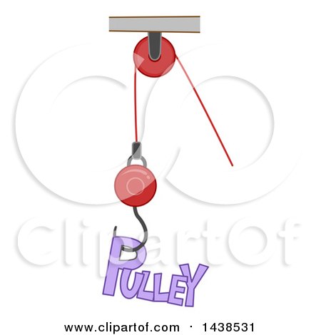 Clipart of the Word Pulley Attached to a Hook Moved by a Cord - Royalty Free Vector Illustration by BNP Design Studio