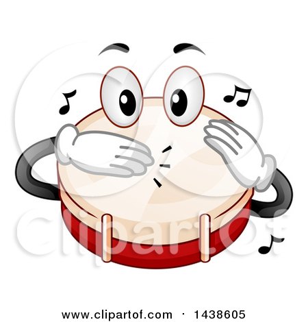 Clipart of a Snare Drum Mascot Tapping Its Head with Its Hands - Royalty Free Vector Illustration by BNP Design Studio
