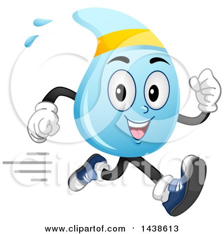 Clipart of a Water Drop Mascot Running - Royalty Free Vector Illustration by BNP Design Studio