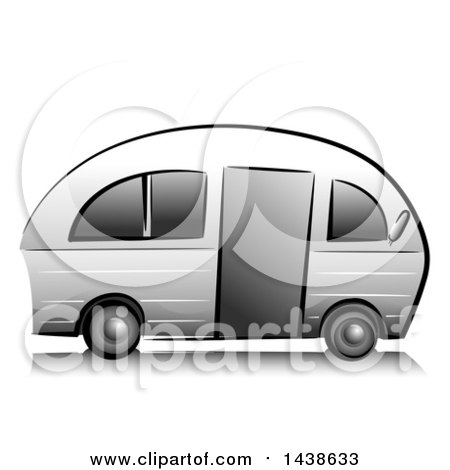 Clipart of a Grayscale Camper - Royalty Free Vector Illustration by BNP Design Studio