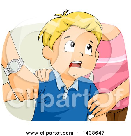 Clipart of a Stressed Blond White Boy and His Fighting Parents - Royalty Free Vector Illustration by BNP Design Studio