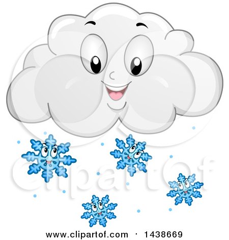 Clipart of a Happy Winter Cloud Mascot with Snowflakes - Royalty Free Vector Illustration by BNP Design Studio
