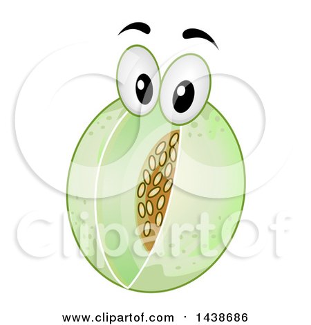 Clipart of a Honeydew Melon Mascot with Visible Center - Royalty Free Vector Illustration by BNP Design Studio