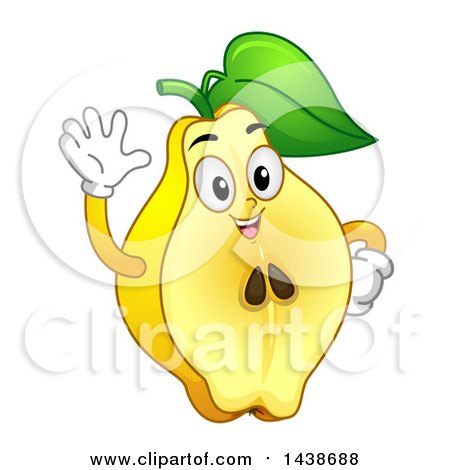 Clipart of a Happy Quince Fruit Character Waving - Royalty Free Vector Illustration by BNP Design Studio