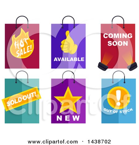 Clipart of Shopping Bags Labeled with Text - Royalty Free Vector Illustration by BNP Design Studio