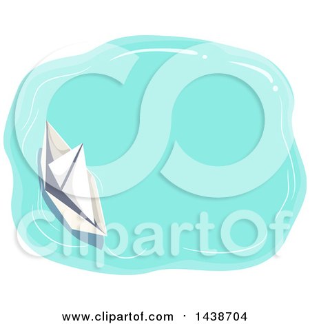 Clipart of a Floating Paper Boat Frame - Royalty Free Vector Illustration by BNP Design Studio