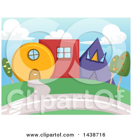 Clipart of Geometric Houses - Royalty Free Vector Illustration by BNP Design Studio