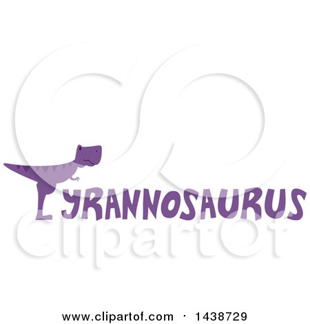 Clipart of a Purple T Rex Dinosaur Forming the First Letter of Tyrannosaurus - Royalty Free Vector Illustration by BNP Design Studio