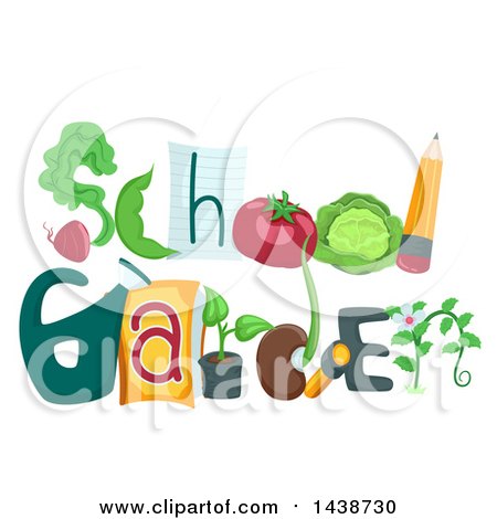 Clipart of the Phrase School Garden Decorated with Different Vegetables - Royalty Free Vector Illustration by BNP Design Studio