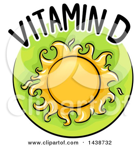 Clipart of a Green Icon with Vitamin D Text and Food - Royalty Free Vector Illustration by BNP Design Studio